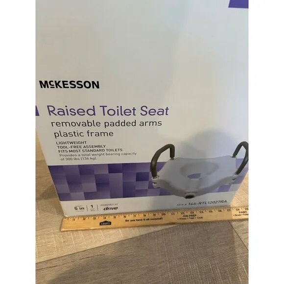 MCKESSON RAISED TOILET SEAT LIGHTWEIGHT NEW MAX WEIGHT 300 LBS